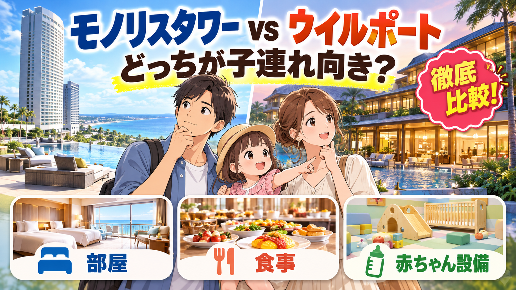 モノリスタワーとウイルポートの違いを比較|子連れならどっち?