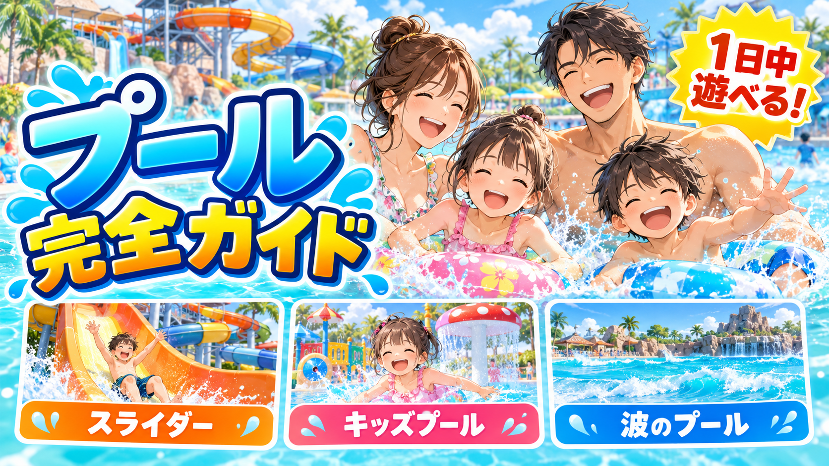 スパリゾートハワイアンズのプール完全ガイド|11施設の水深・水温を一覧比較