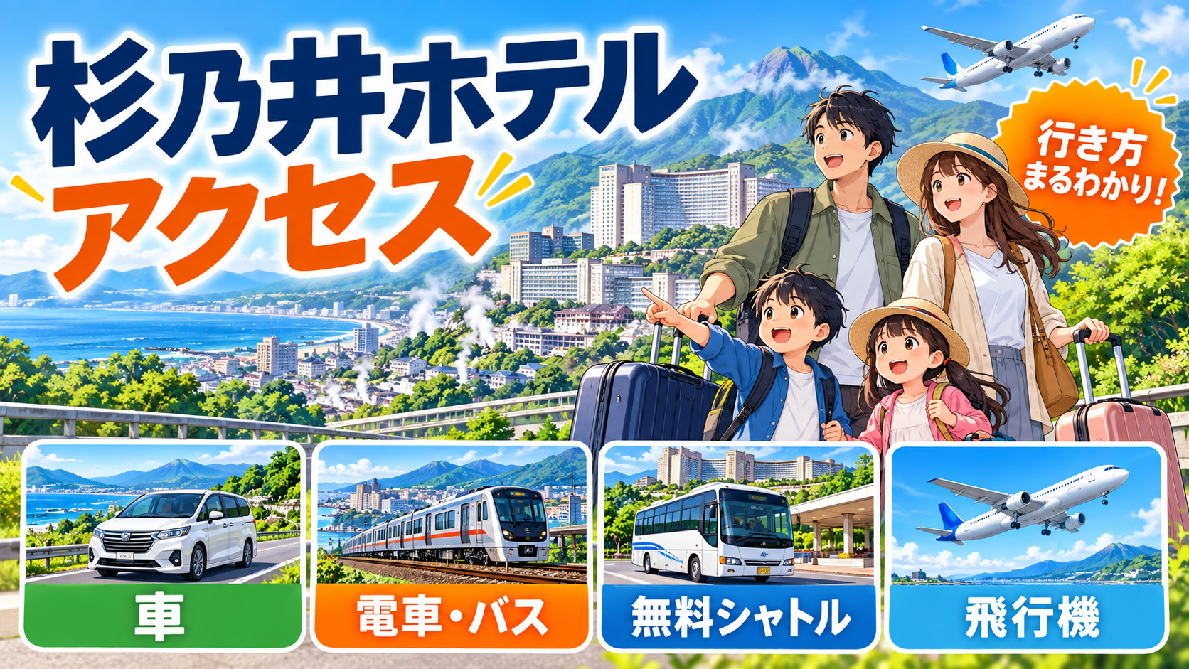 杉乃井ホテルへのアクセス|車・電車・バス・飛行機での行き方を解説