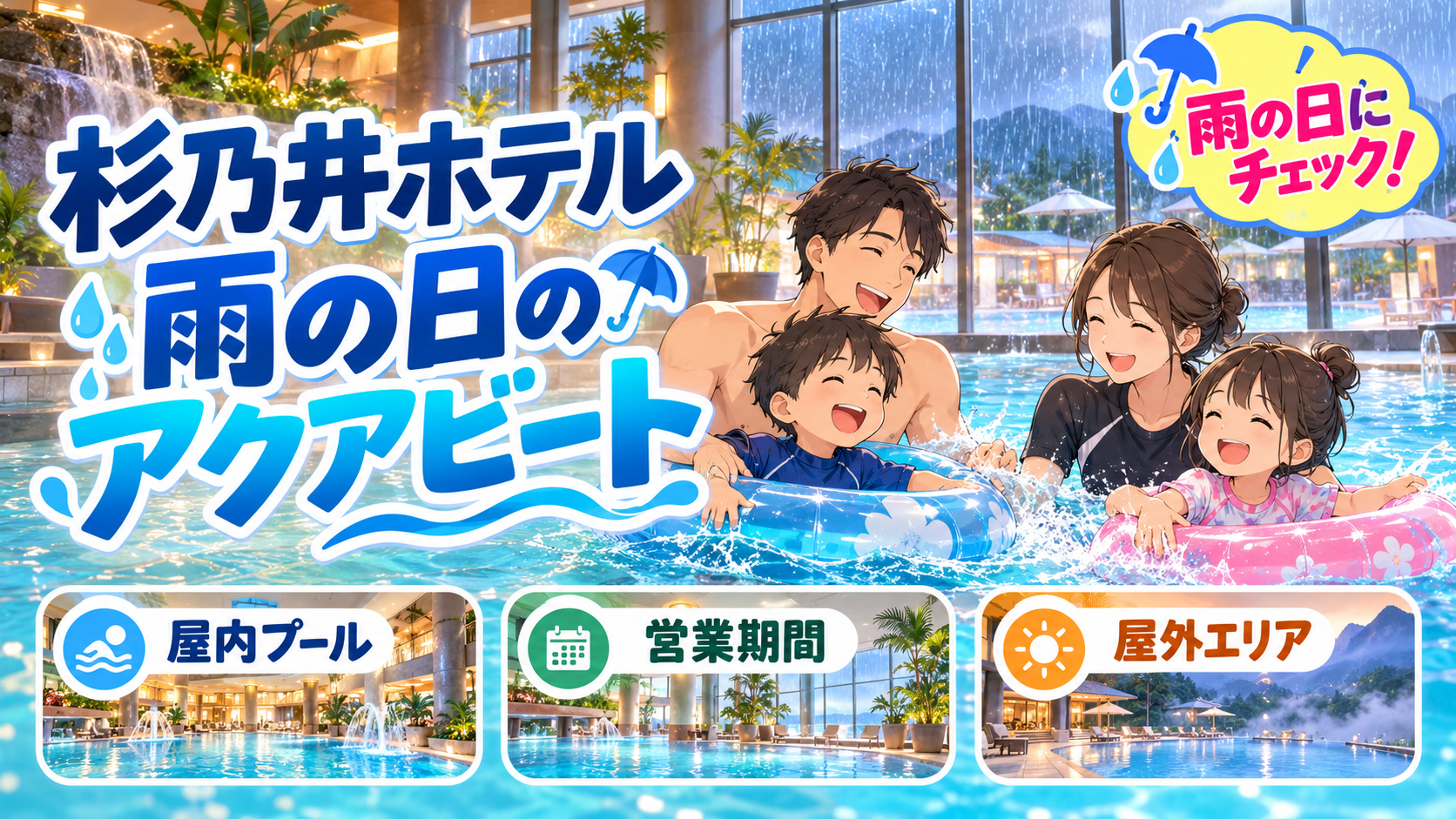 杉乃井ホテルは雨の日も遊べる？アクアビートを子連れ向けに解説