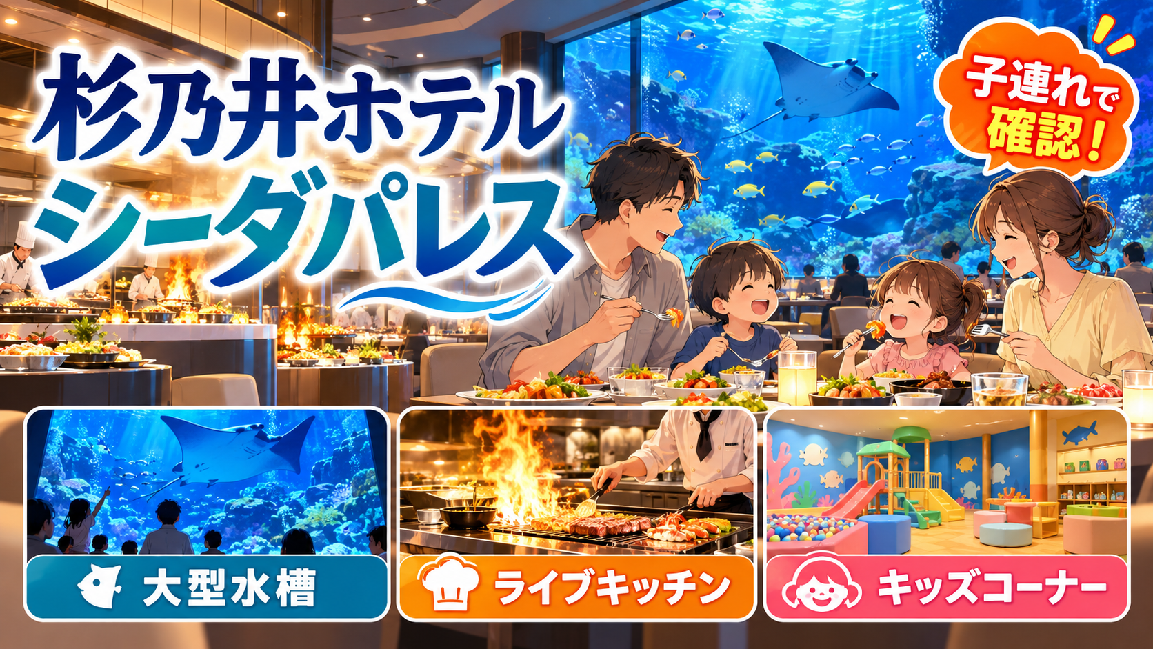 杉乃井ホテルのシーダパレス|子連れビュッフェ・食事を解説