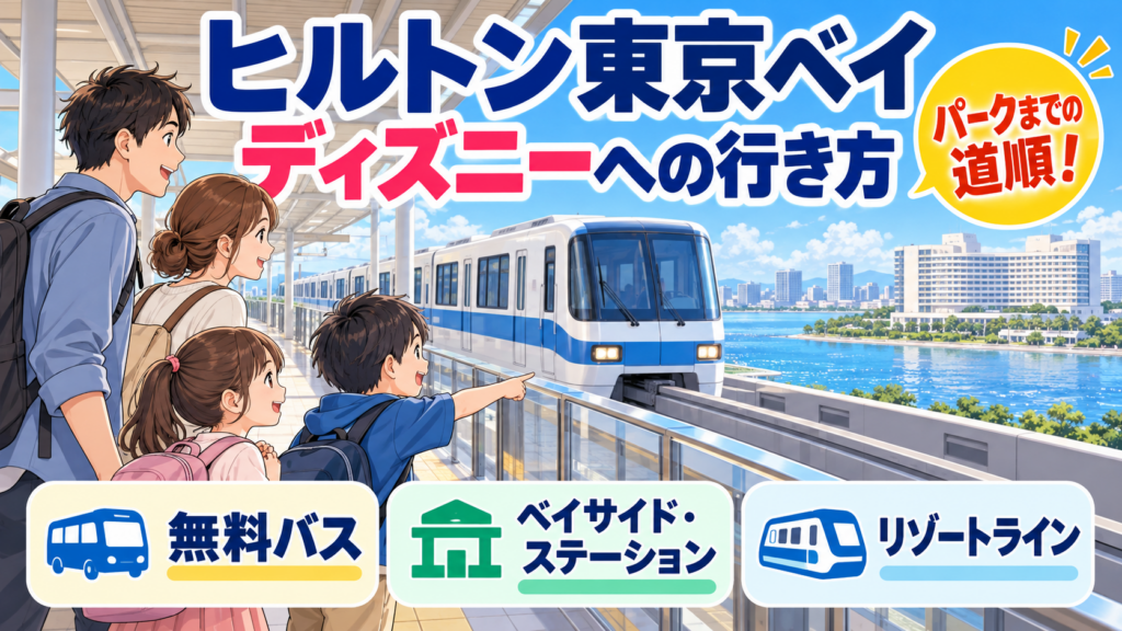 ヒルトン東京ベイからディズニーランド・シーへの行き方｜ベイサイド・ステーションまでの無料バスとリゾートライン
