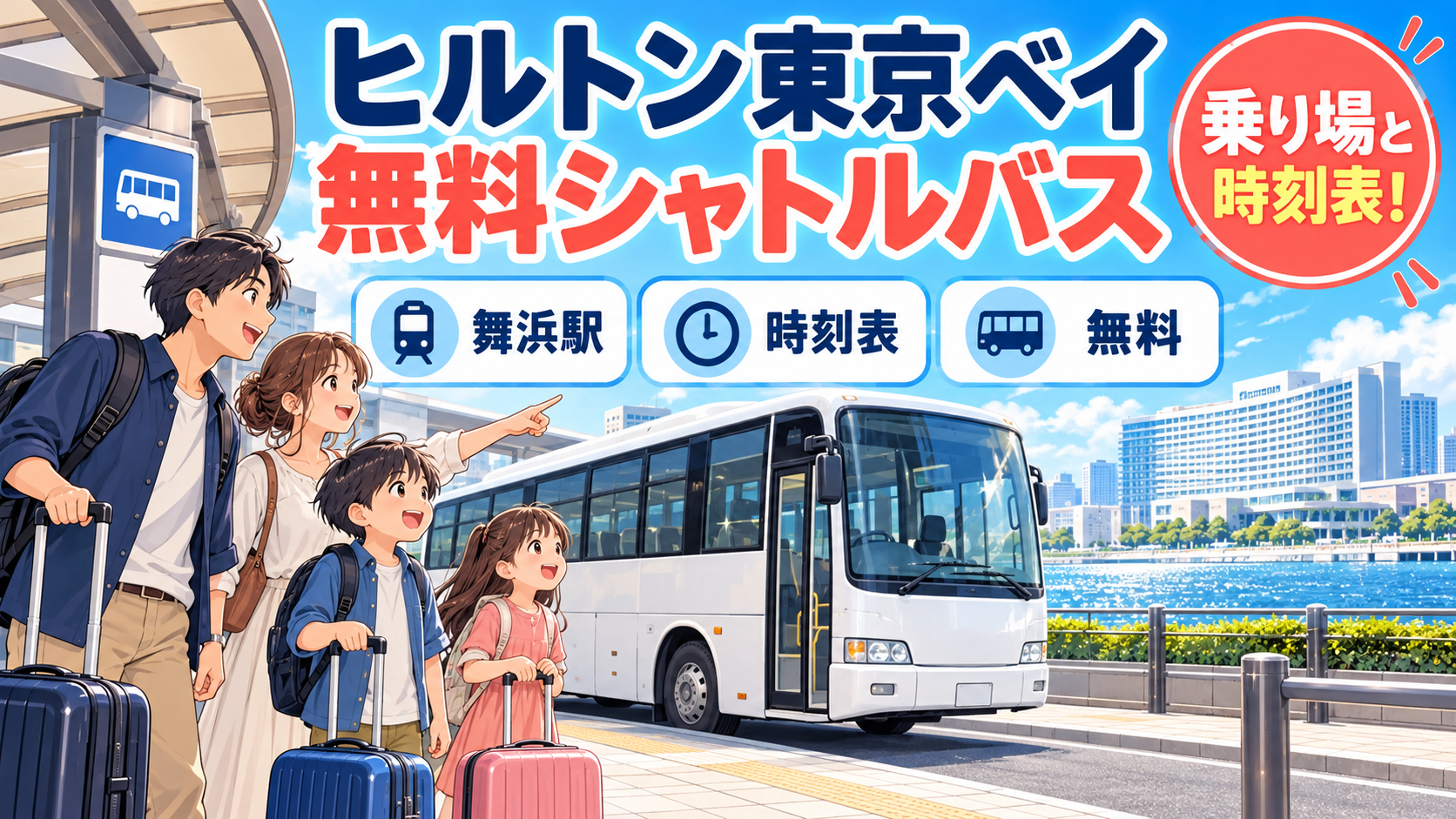 ヒルトン東京ベイの無料シャトルバス|舞浜駅の乗り場・時刻表・ベイサイド便を解説