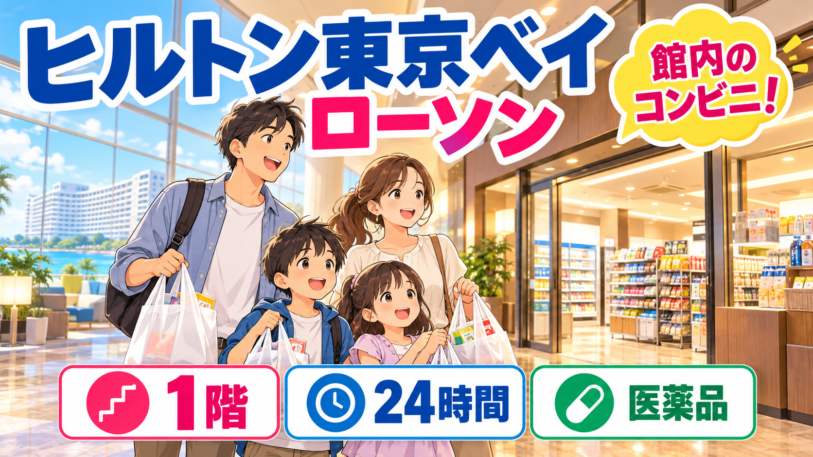 ヒルトン東京ベイのローソン|営業時間・場所・医薬品とATMを解説
