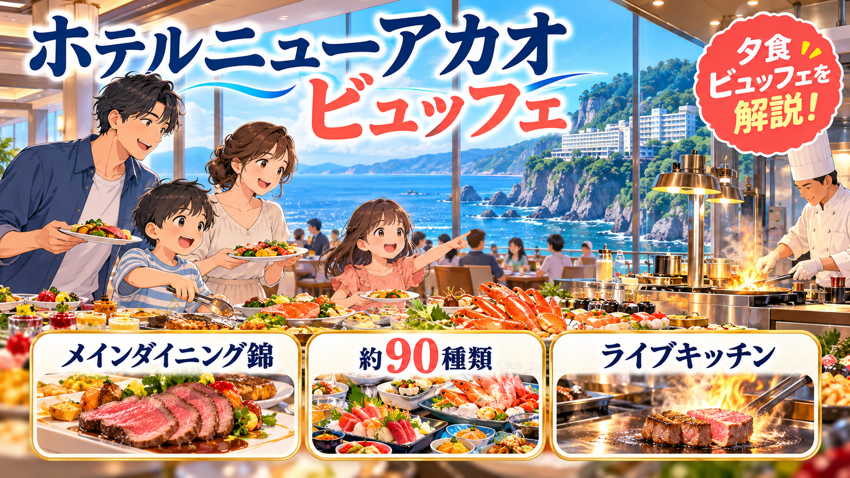 ホテルニューアカオのビュッフェ完全ガイド|夕食・朝食・メインダイニング錦を解説