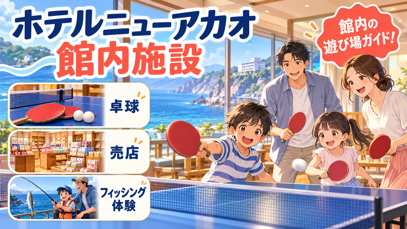 ホテルニューアカオの館内施設ガイド|ゲームコーナー・カラオケ・売店・体験アクティビティを解説