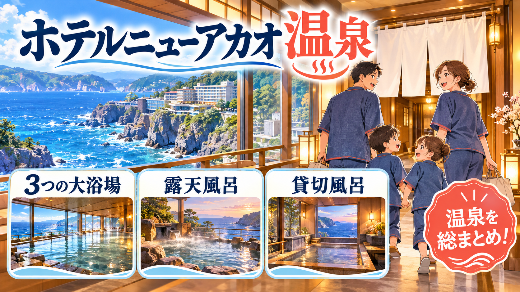 ホテルニューアカオの温泉完全ガイド｜スパリウムニシキ・彩海・波音・貸切風呂を解説