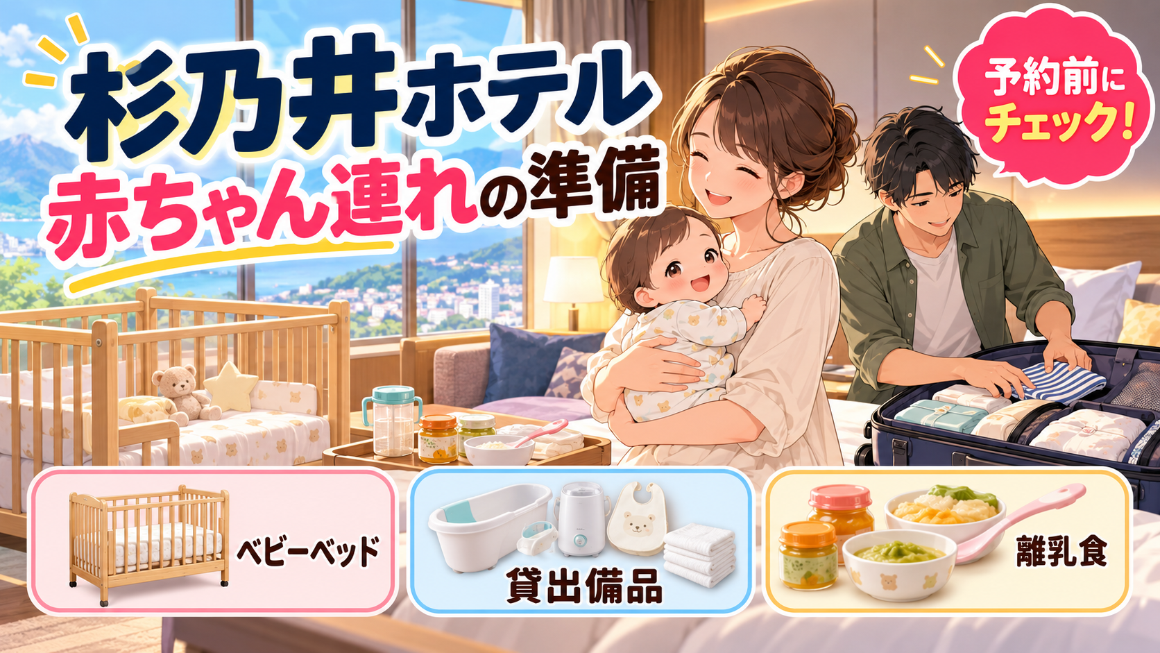 杉乃井ホテルの赤ちゃん連れ準備|ベビーベッド・貸出品・離乳食を解説