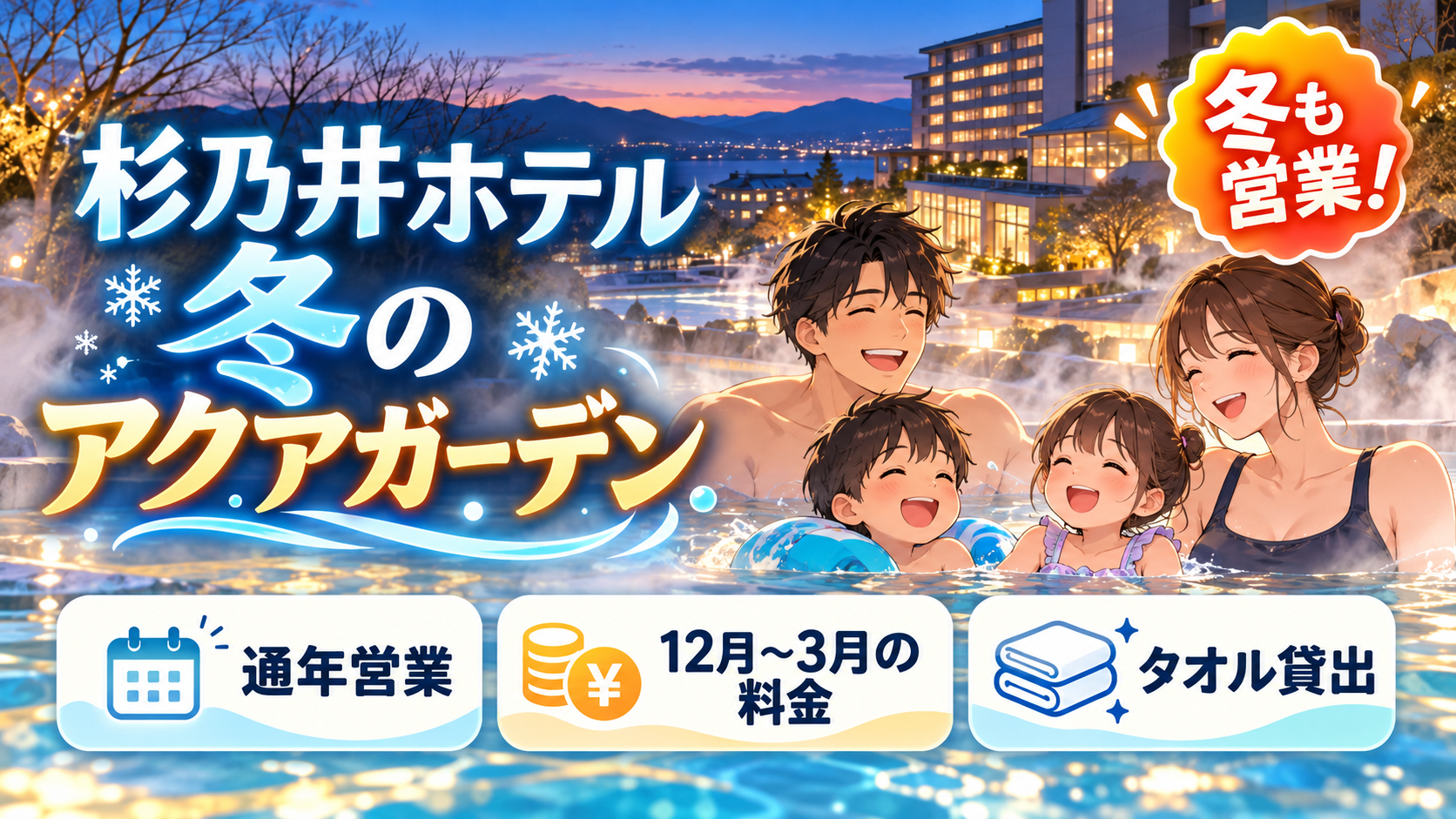 杉乃井ホテルのアクアガーデンは冬も営業?12月〜3月の料金と利用条件